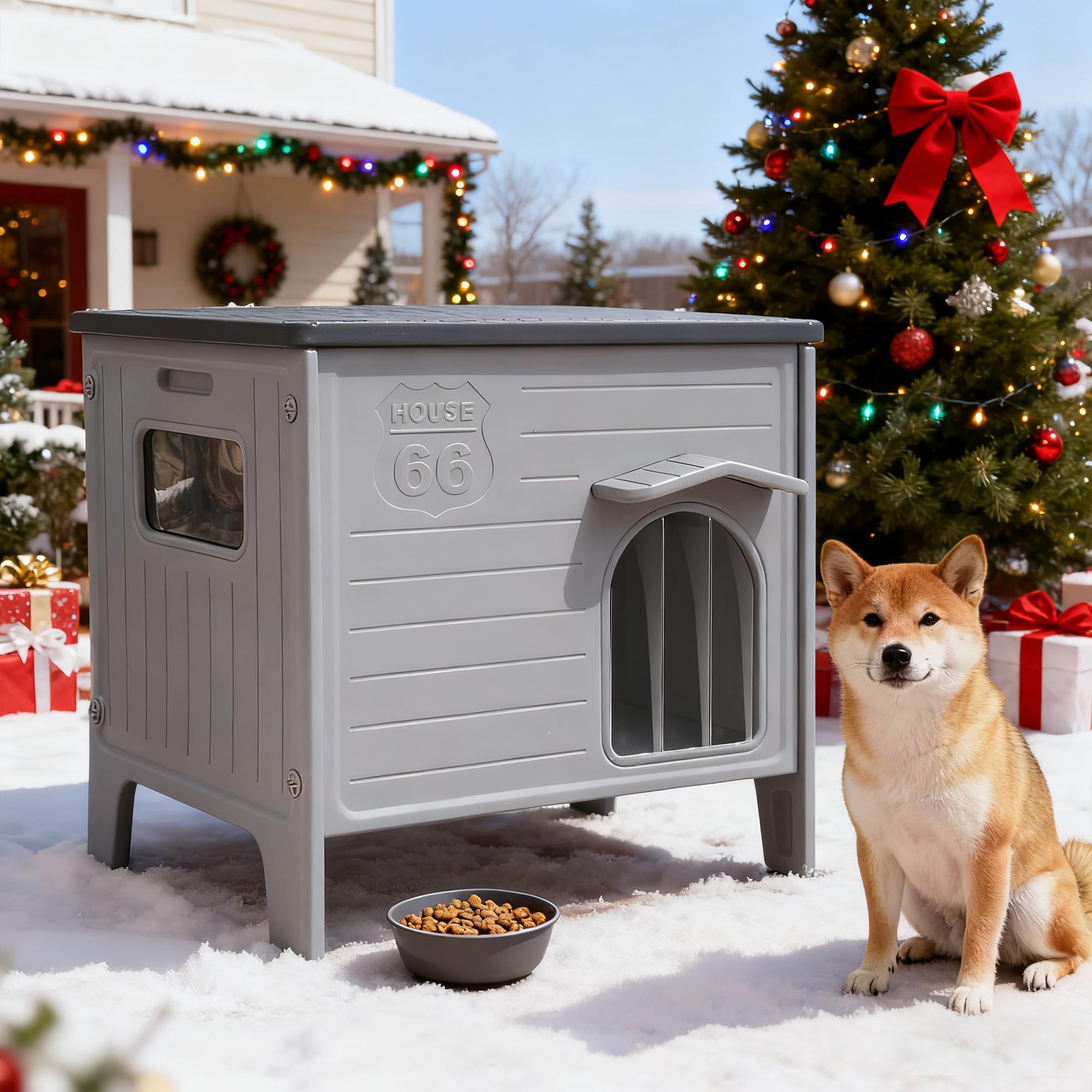 Rockever casa para perro, techo desmontable para limpieza fácil.