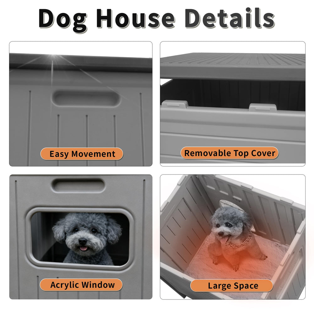 Rockever casa para perro, techo con drenaje para lluvia.