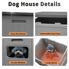 Rockever casa para perro, techo con drenaje para lluvia.