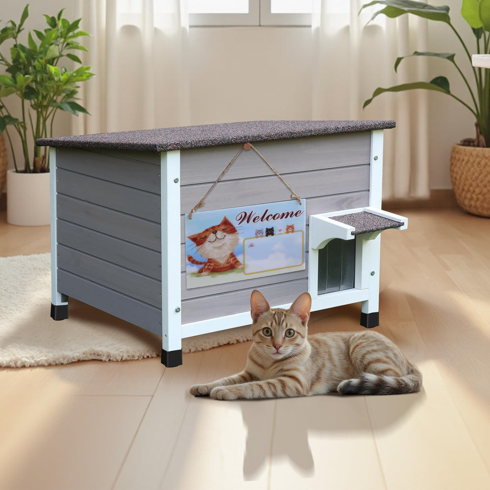 Rockever casita aislada para gatos ferales: refugio estable en exterior.