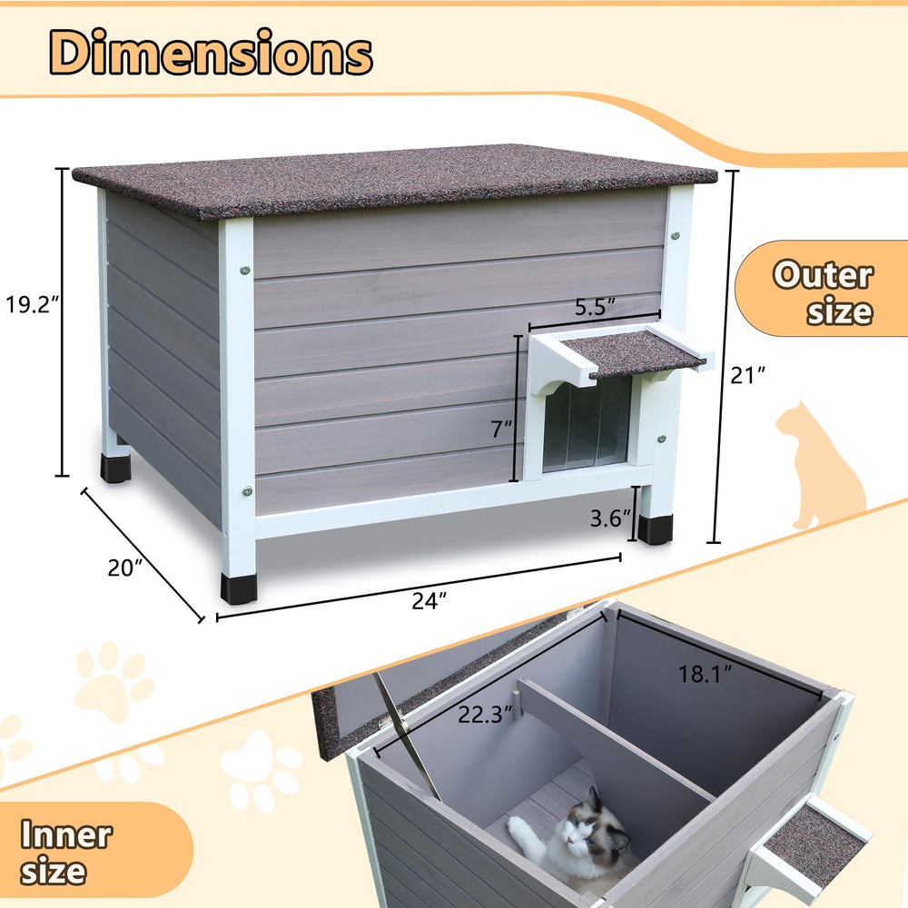 Rockever casita aislada para gatos: limpieza fácil gracias a la tapa superior.