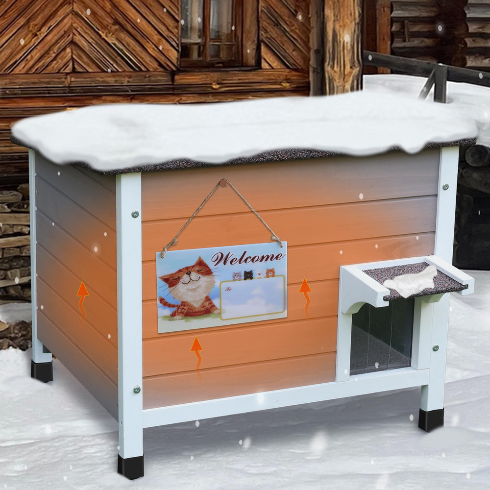Rockever casita aislada para gatos: pies impermeables protegen la base.