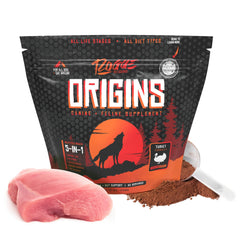 Rogue Pet Science Origins: polvo sobre comida para perros que apoya la digestión y la salud de la piel.