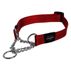 Rogz collar de ahorque reflectivo rojo de 1 pulgada para mayor visibilidad nocturna.