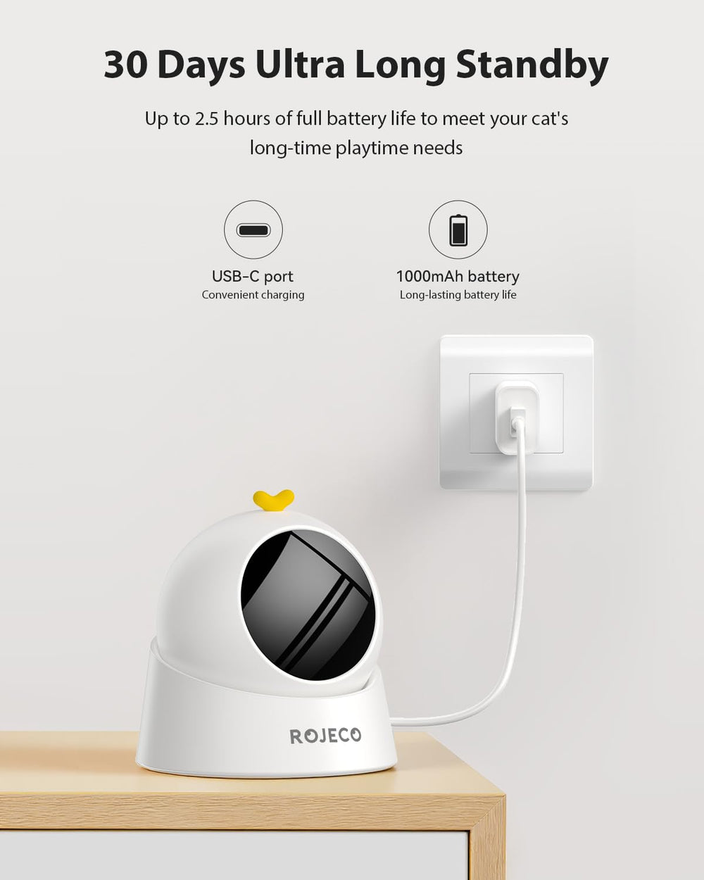 ROJECO Auto Laser Cat Toy ángulo ajustable para espacios pequeños