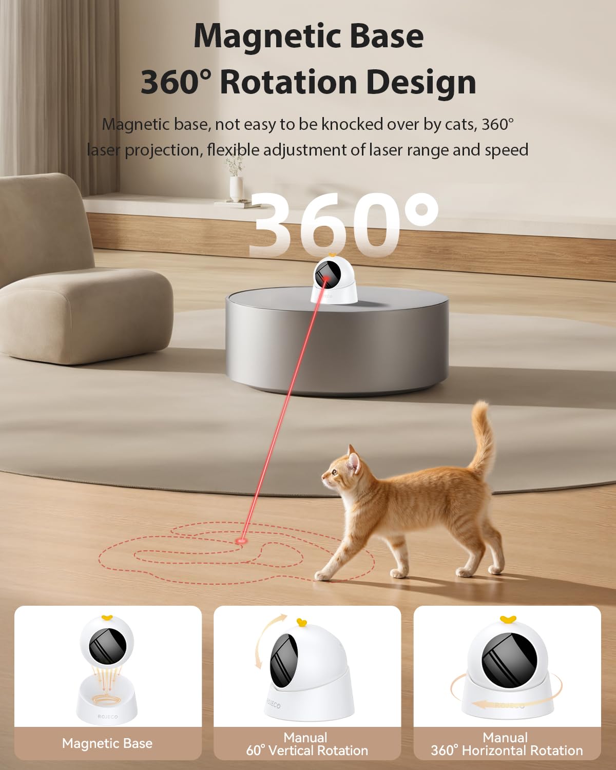 ROJECO Auto Laser Cat Toy con batería de 1000mAh de larga duración