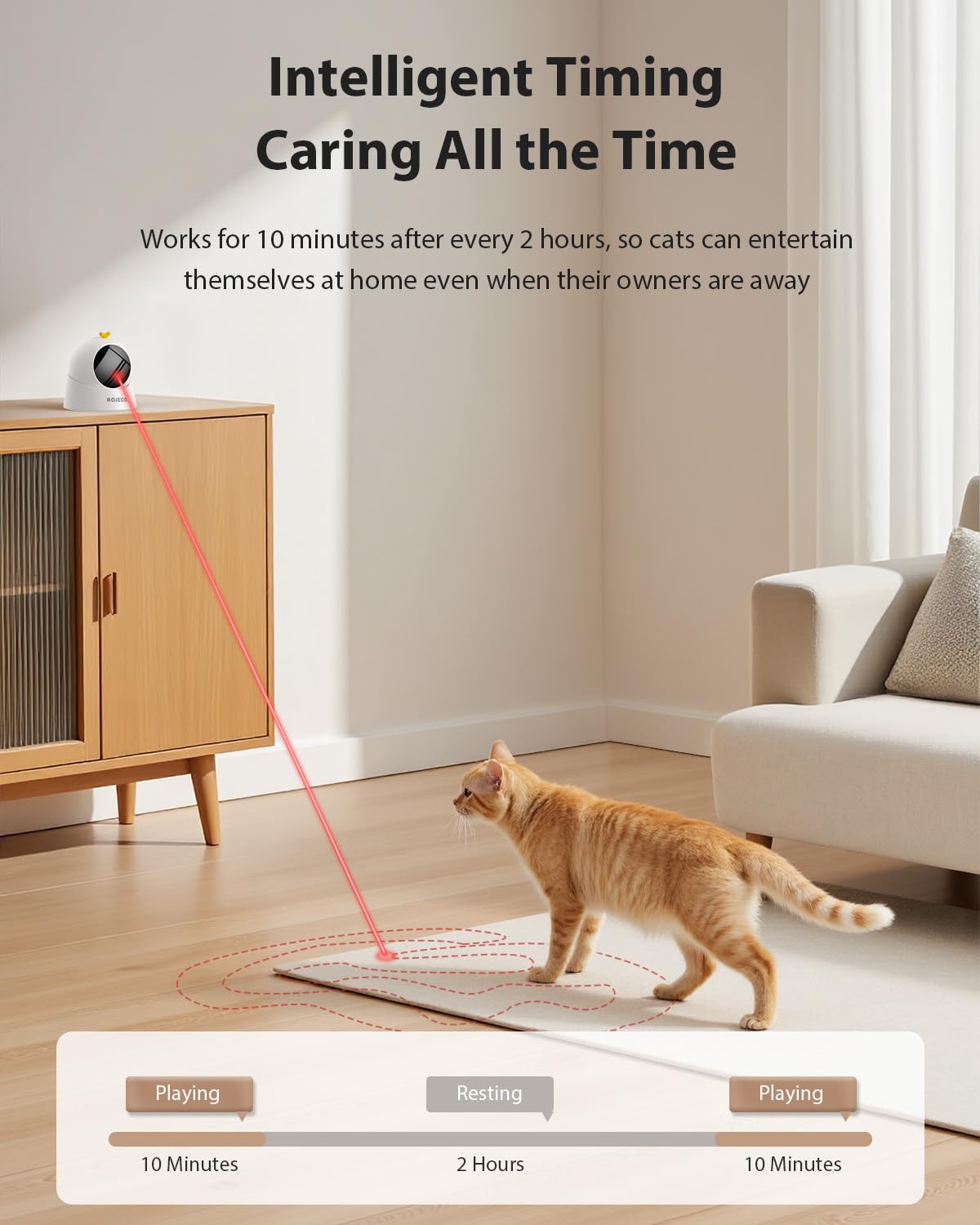 ROJECO Auto Laser Cat Toy silencioso para uso nocturno