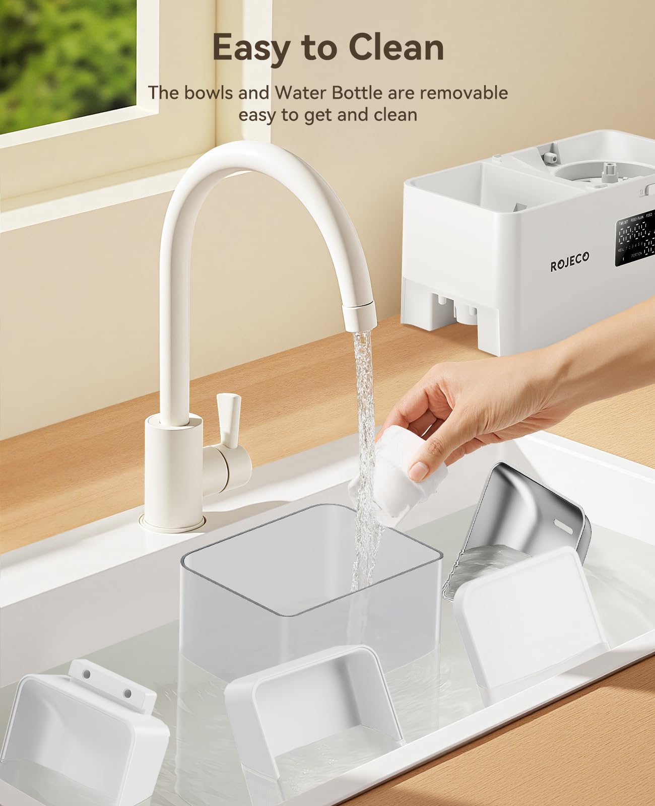 ROJECO doble-poder-alimentador, funciona con USB-C y baterías.