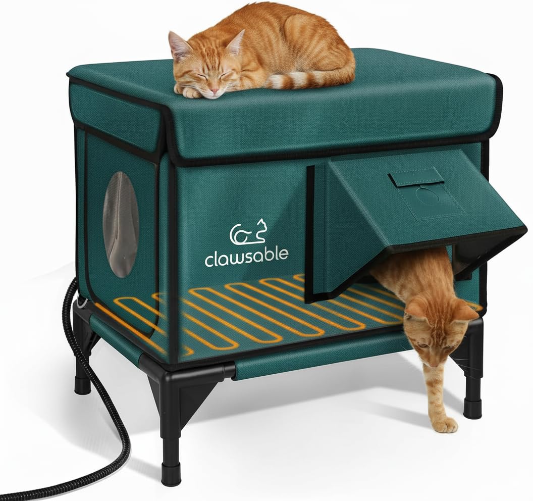 Rolimate casa-gato-caliente-exterior: refugio impermeable y cálido para felinos al aire libre.
