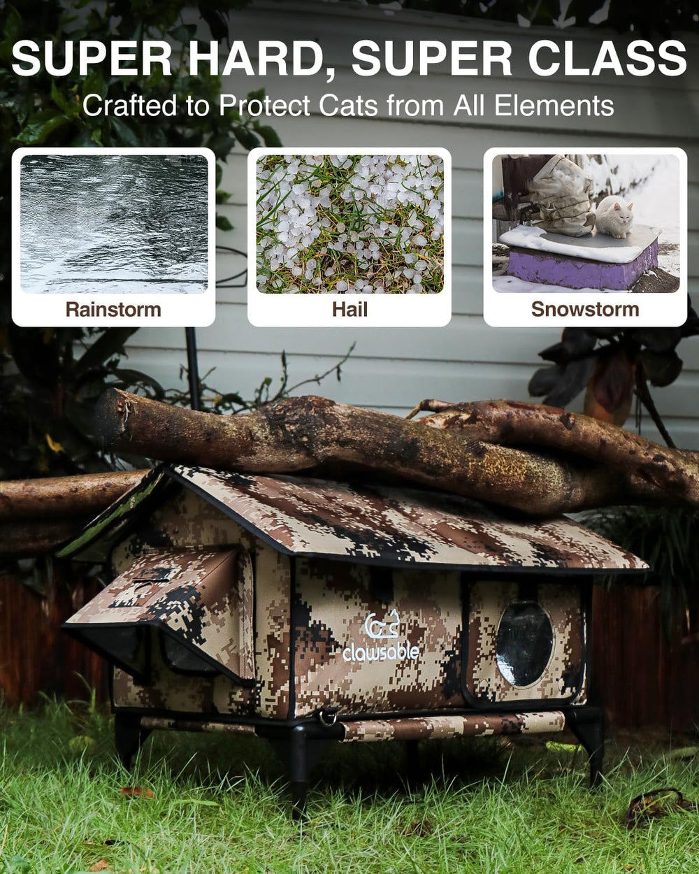 rolimate calefactor integrado para casa de gato exterior, ofrece refugio cálido cuando hace frío.