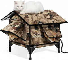 rolimate, casa-gato exterior con tejado a dos aguas indestructible, ideal para climas extremos.