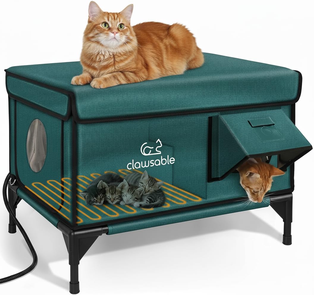 Rolimate casa para gatos resistente con puerta de escape para exterior.