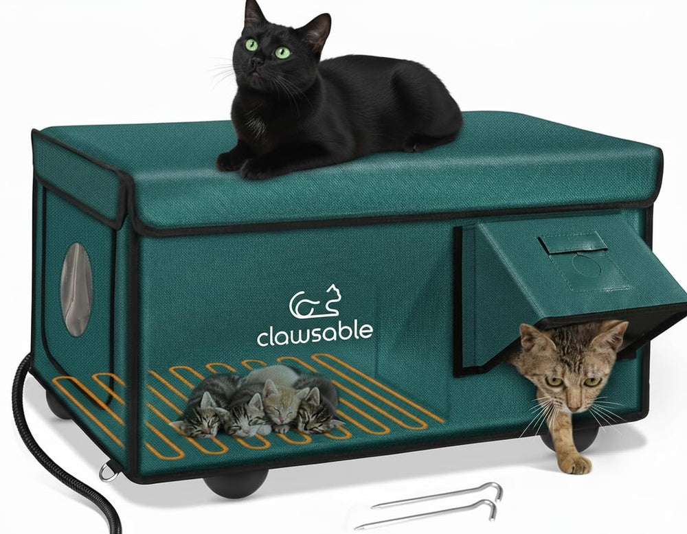 Rolimate casa-gatos-caliente-exterior-verde refugio cálido para exteriores