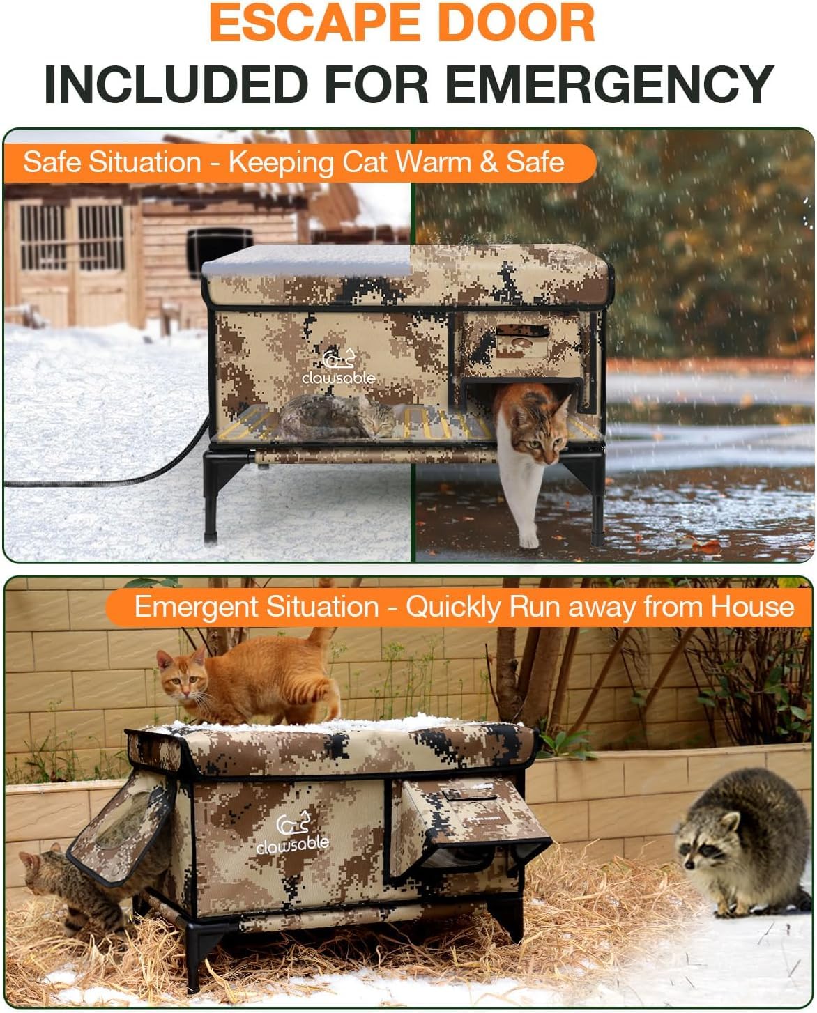 Refugio para gato impermeable Rolimate, protección seca frente a lluvia.