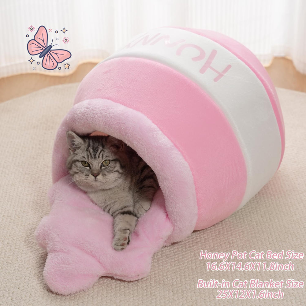 Romaneco Honey Pot Cat Cave – almohadilla interior desmontable lavable a máquina.
