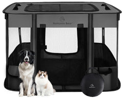 Romantic Bear jaula plegable para perros, espacio seguro en casa.