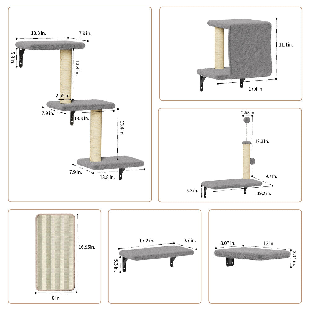 ROMSPRI trepadores en pared para gatos, fomentan juego vertical y ejercicio diario.