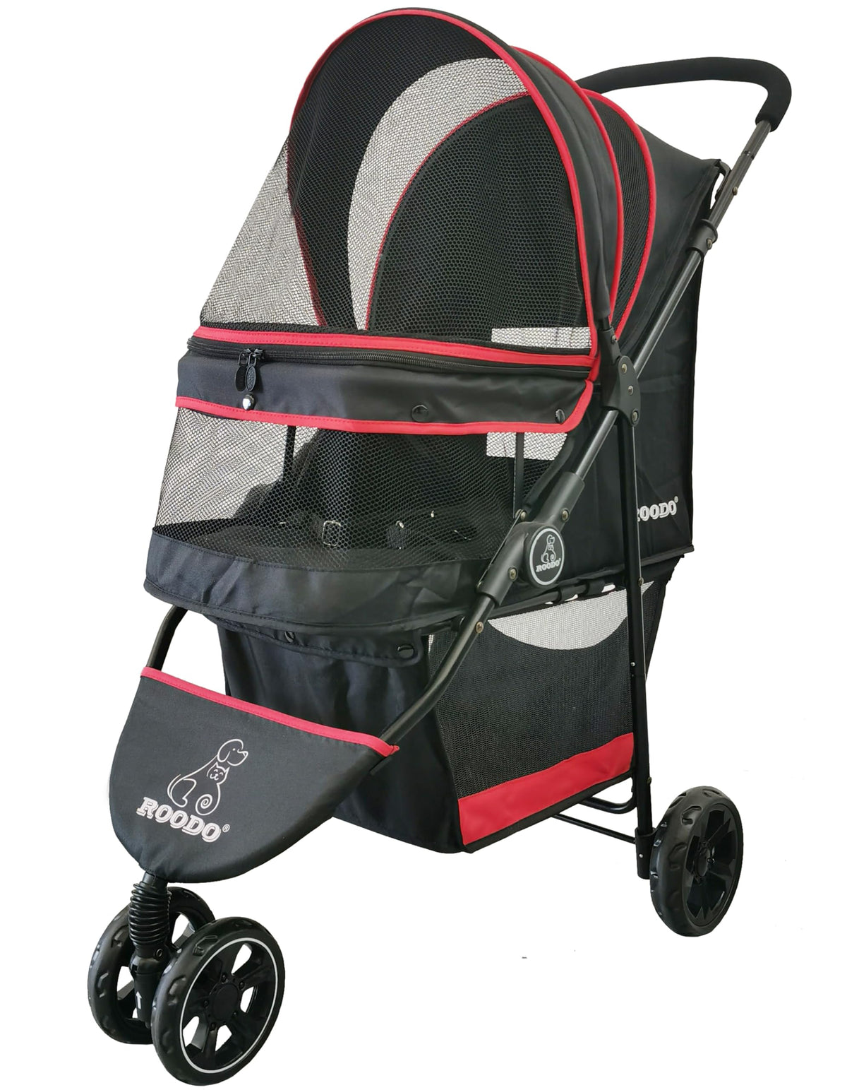 ROODO Escort: carrito de tres ruedas, frente visible para paseos fáciles.