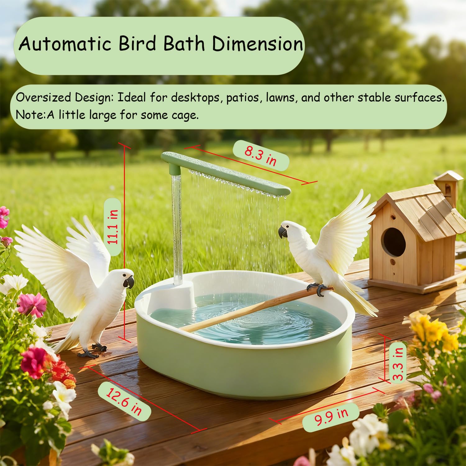 ROOJUNE bebedero-aves-diseño-espacioso para varias aves que juegan y se bañan