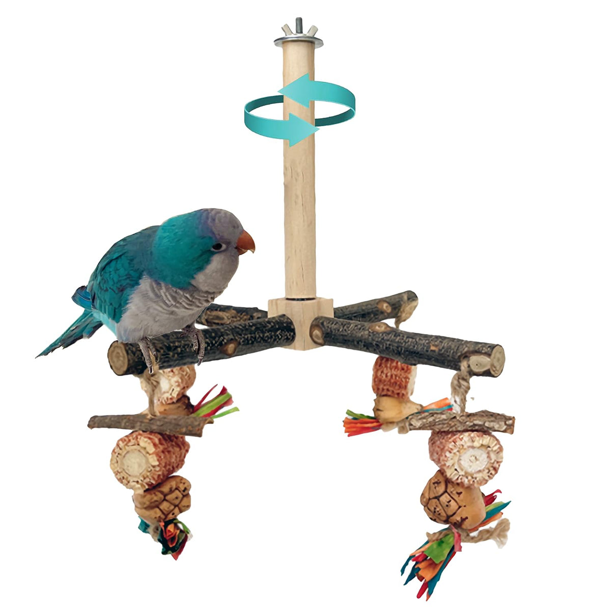 Percha giratoria 360° de ROOJUNE para aves pequeñas, mejora la exploración y el agarre.