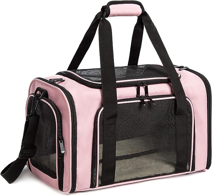 ROSEBB Transportín para gatos y perros rosa, cómodo para viajes.