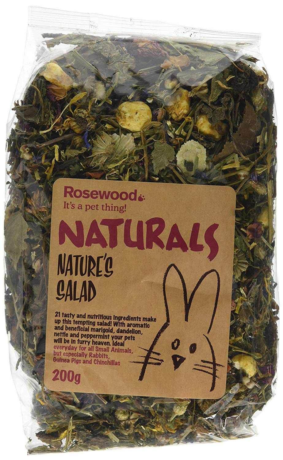 Rosewood Boredom Breaker, ensalada natural, ideal para forraje diario de conejos y cobayas