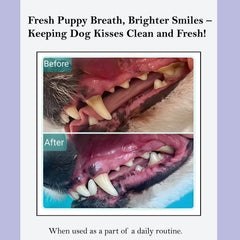 ROSEY'S PUPPY FRESH BREATH, uso diario en tazón, higiene bucal sin esfuerzo.