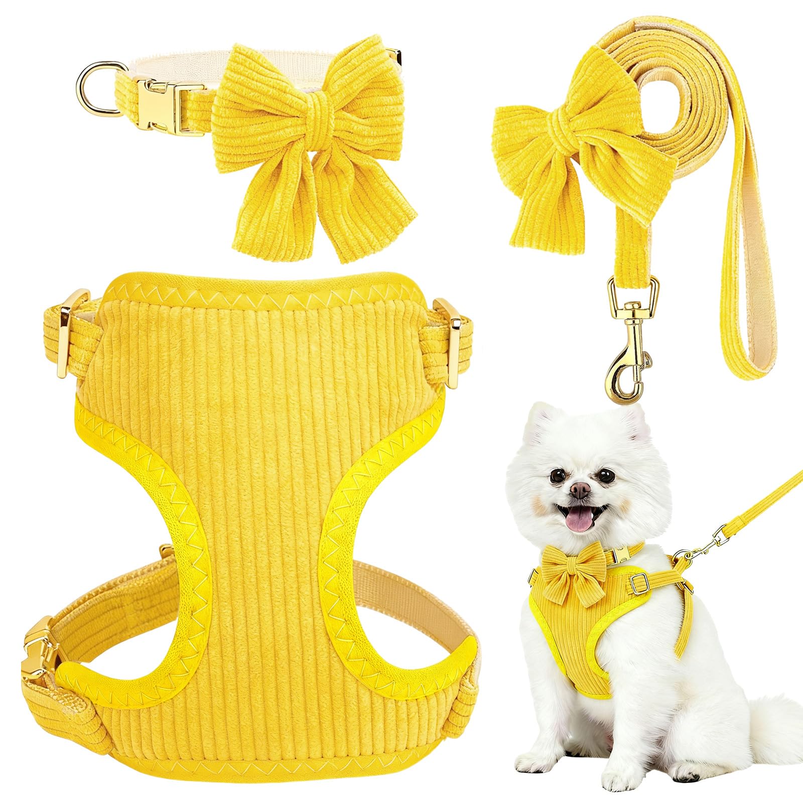 RoseYouth collar-lazo-removible-amarillo, perfecto para fotos y paseos con estilo.