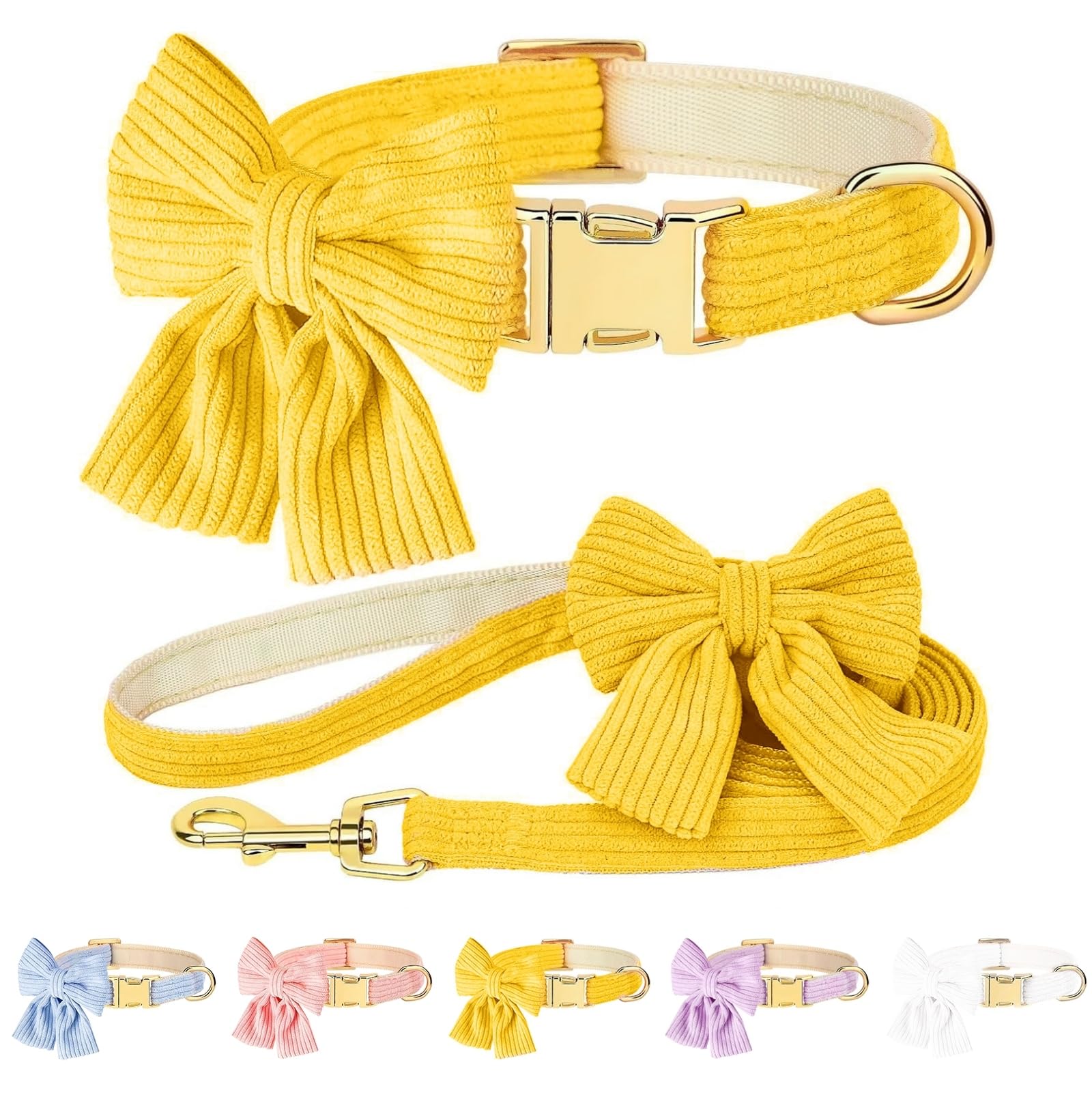 RoseYouth conjunto collar y correa con lazo pequeño para paseos cómodos.