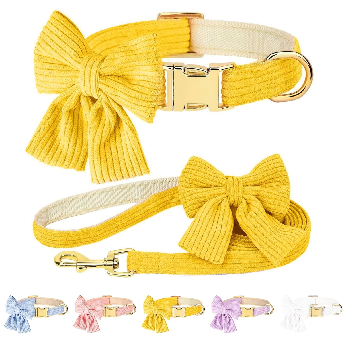 RoseYouth conjunto collar y correa con lazo pequeño para paseos cómodos.
