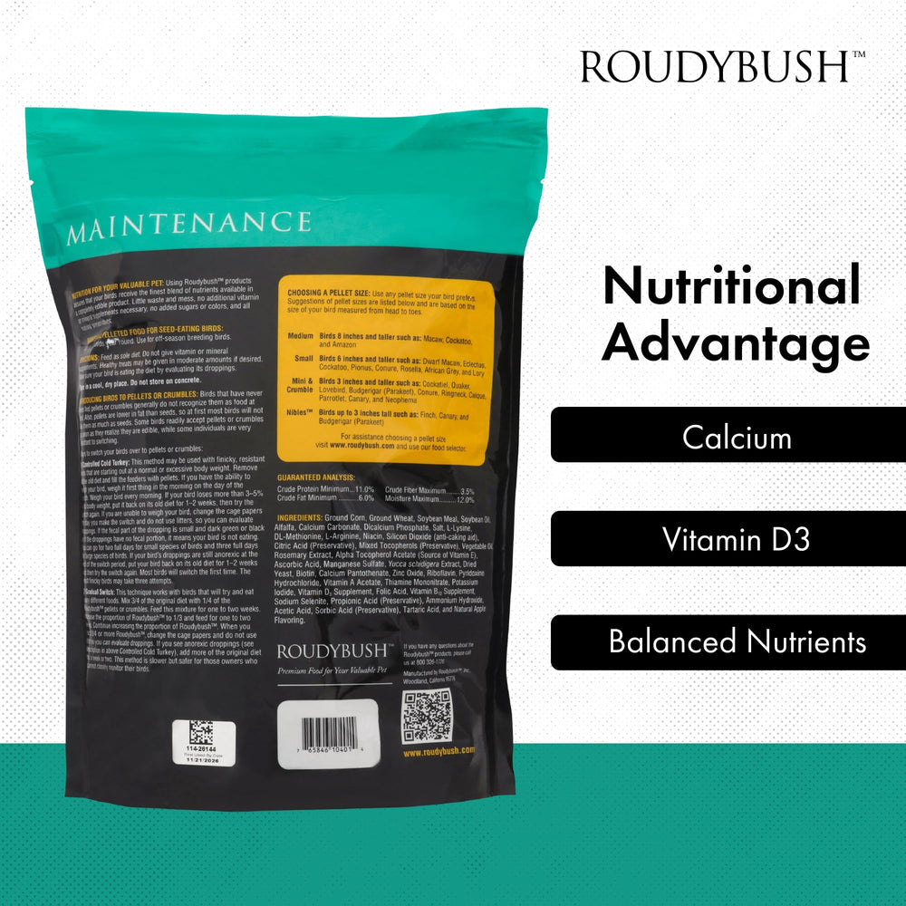 Roudybush Mantenimiento Diario, omega 3 y 6 para plumaje saludable