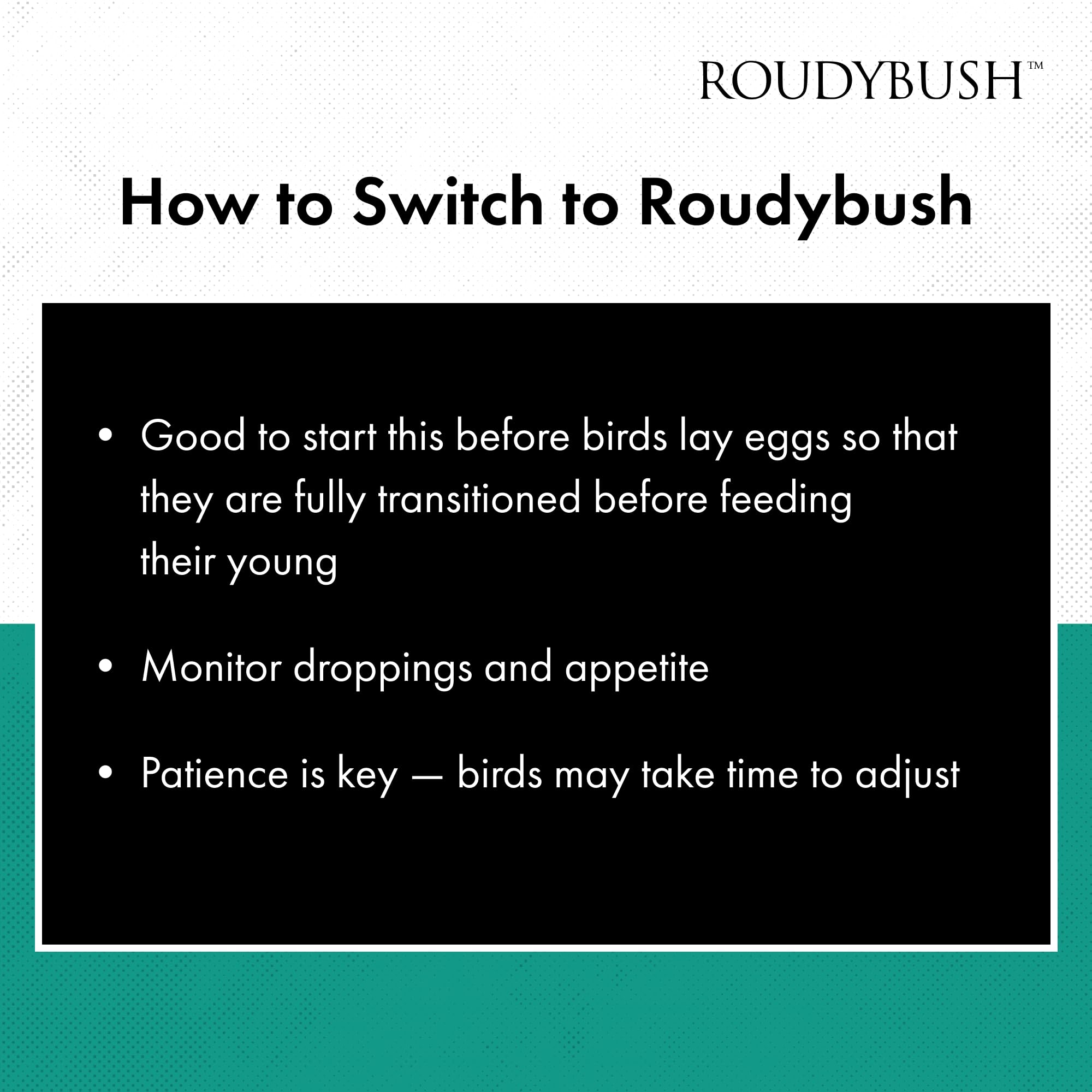 Roudybush California Blend envase de 1,25 kg, almacenamiento conveniente.