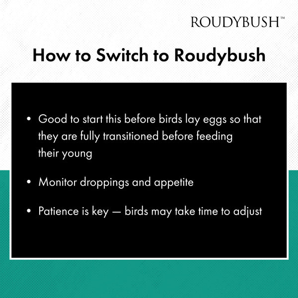 Roudybush California Blend envase de 1,25 kg, almacenamiento conveniente.