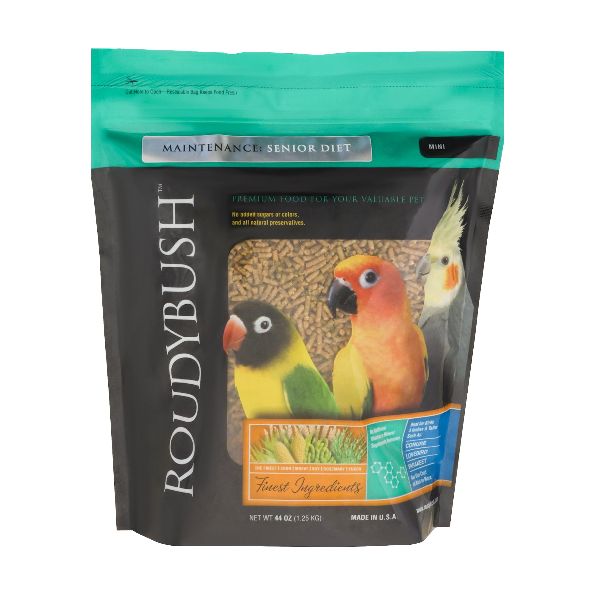 RoudyBush Dieta Senior para aves, gránulos de maíz y trigo para nutrición equilibrada.
