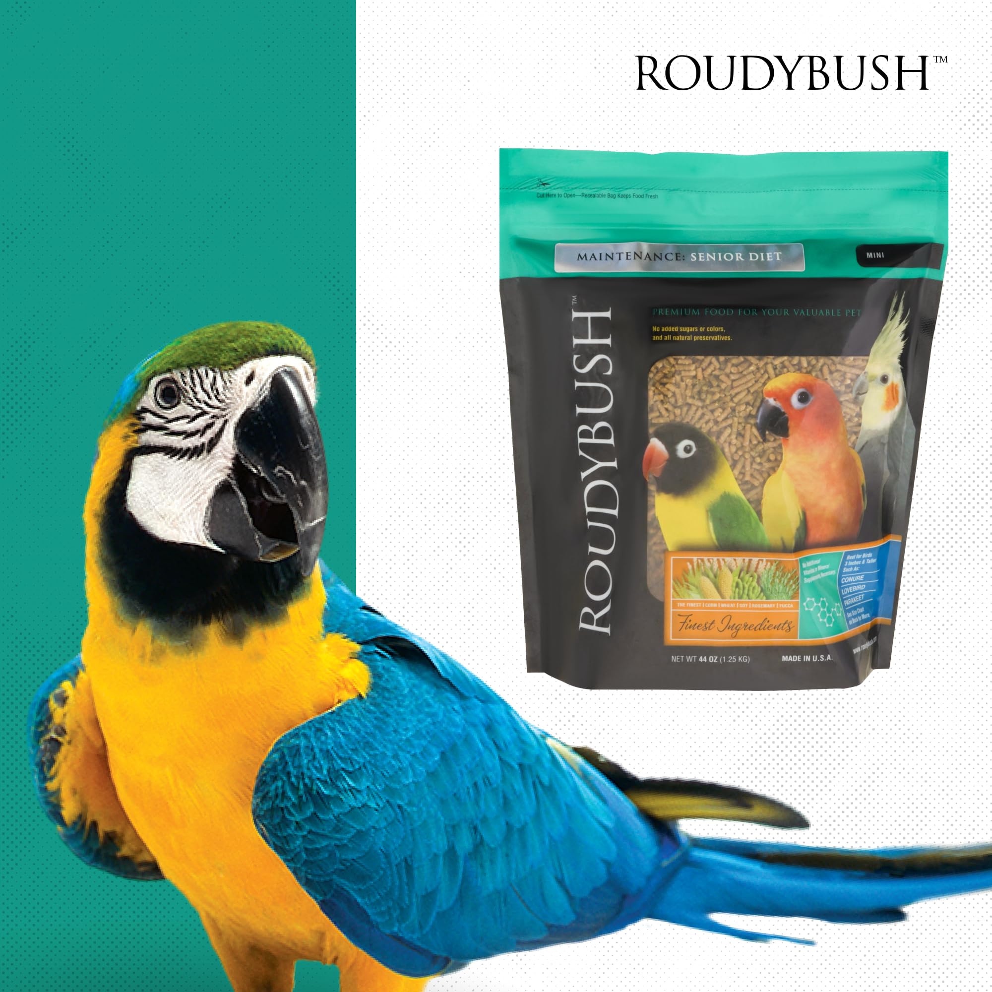 RoudyBush Dieta Senior, uso recomendado junto con frutas y verduras.