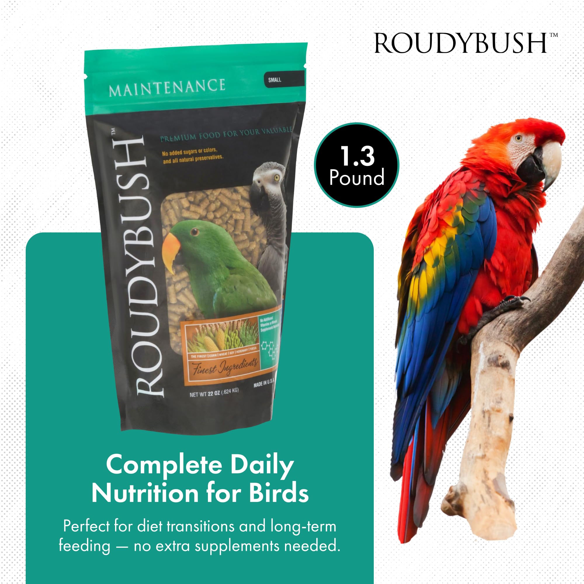RoudyBush Pellets para Aves Tamaño Pequeño: diseño apto para aves de pico medio