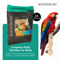 RoudyBush pellets mini para aves pequeñas, nutrición completa en cada comida.