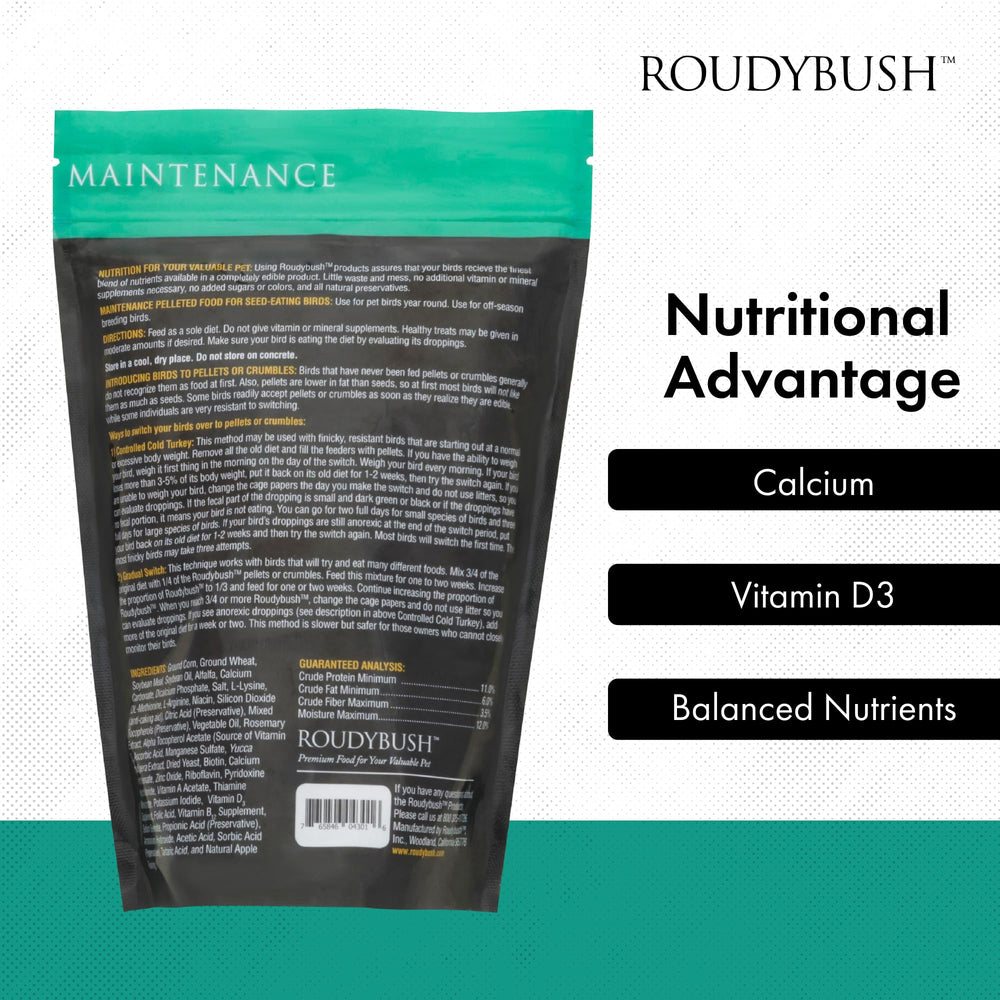 RoudyBush Porciones Diarias para Aves: nutrición balanceada para alimentación constante
