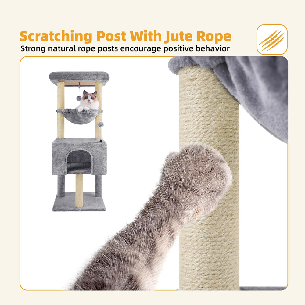 Roypet Arbol Gatos 43-3 tapizado felpa: sensación suave y segura para tu gato.
