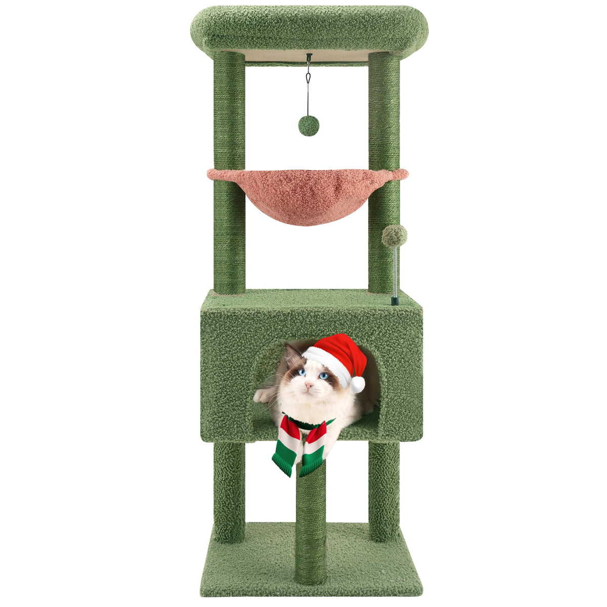 Roypet arbol-gatos esquina 43-3 verde: diseño vertical ahorra espacio y estimula juego.