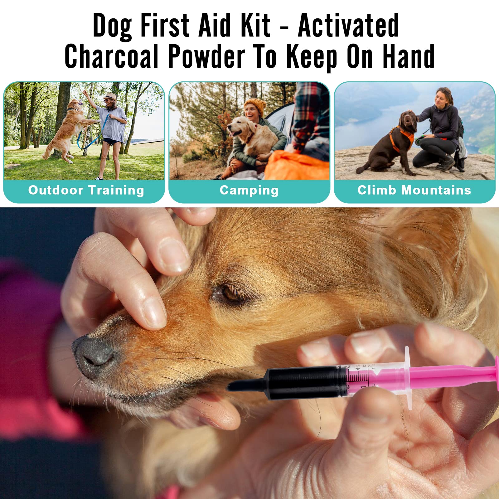 ROZJOVU Carbón activado para mascotas, aplicación tópica para irritaciones de piel.