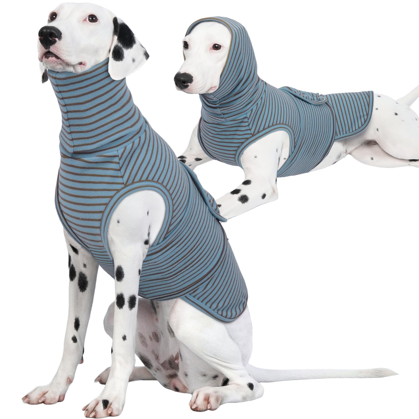 ROZKITCH chaleco peso para perros con capucha en azul rayas, calma durante salidas