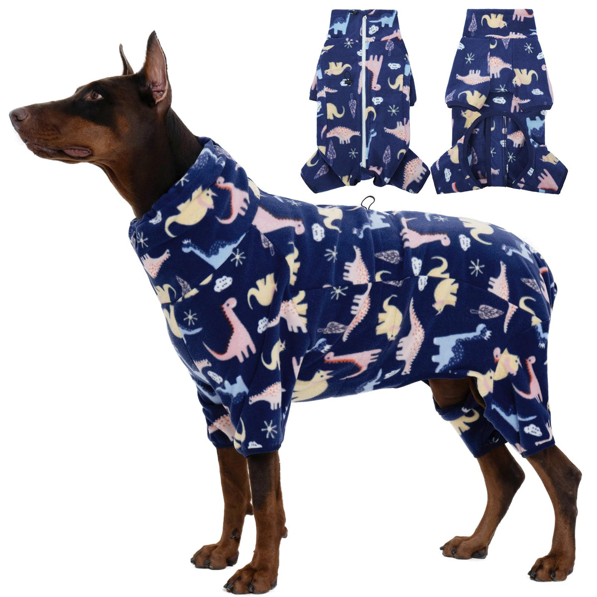 ROZKITCH pijama para perro grande polar frontal mantiene cálido el torso durante paseos