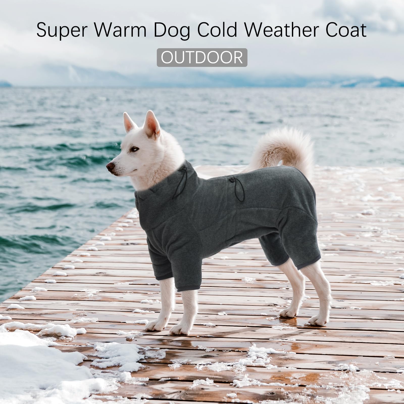 ROZKITCH sudadera para perro grande, cuello alto ajustable para calor extra.