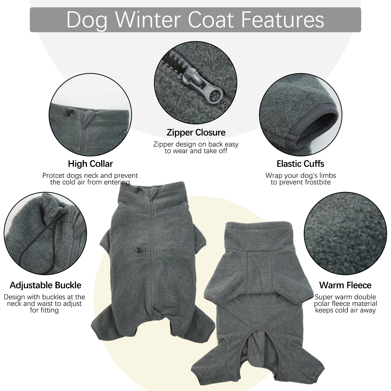 ROZKITCH sudadera para perro grande, cremallera dorsal facilita vestir.