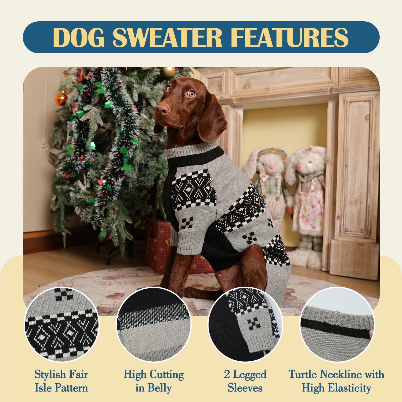 ROZKITCH suéter perro diseño fair isle para looks festivos