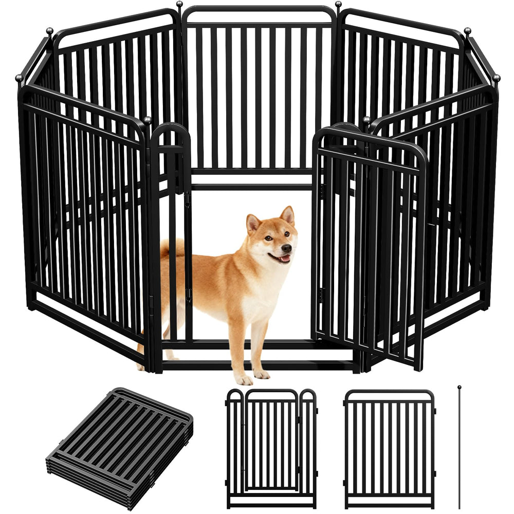 RRBW Corral de metal grueso para perros, 8 paneles y 40 pulgadas, estable.