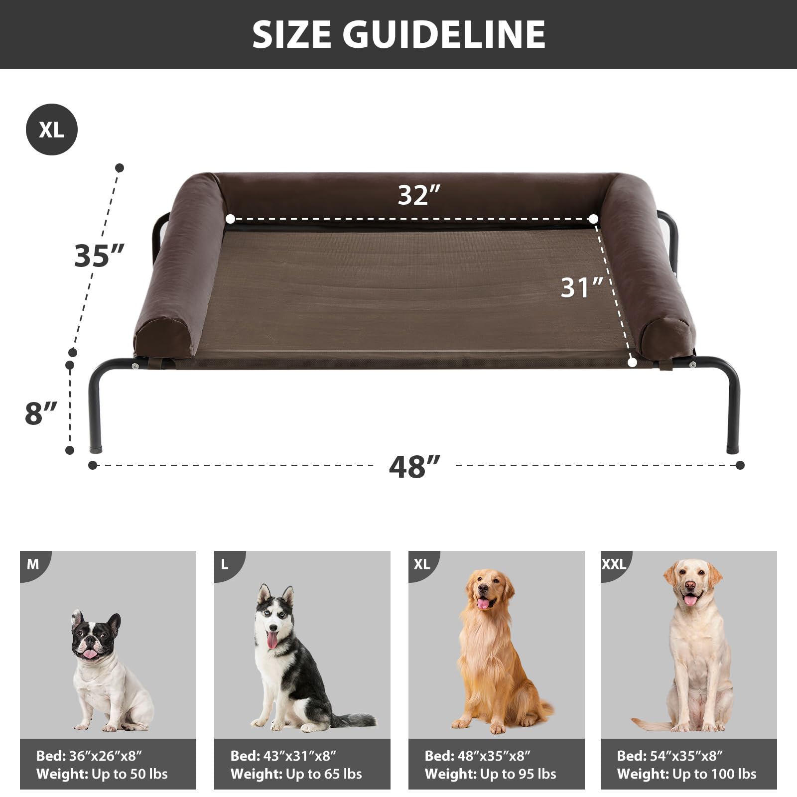 Cama para perros RRPETHOME con almohada en forma U fija para descanso ergonómico