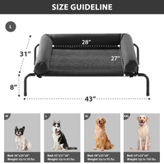 RRPETHOME cama elevada para perro grande en exterior, descanso cómodo en jardín.