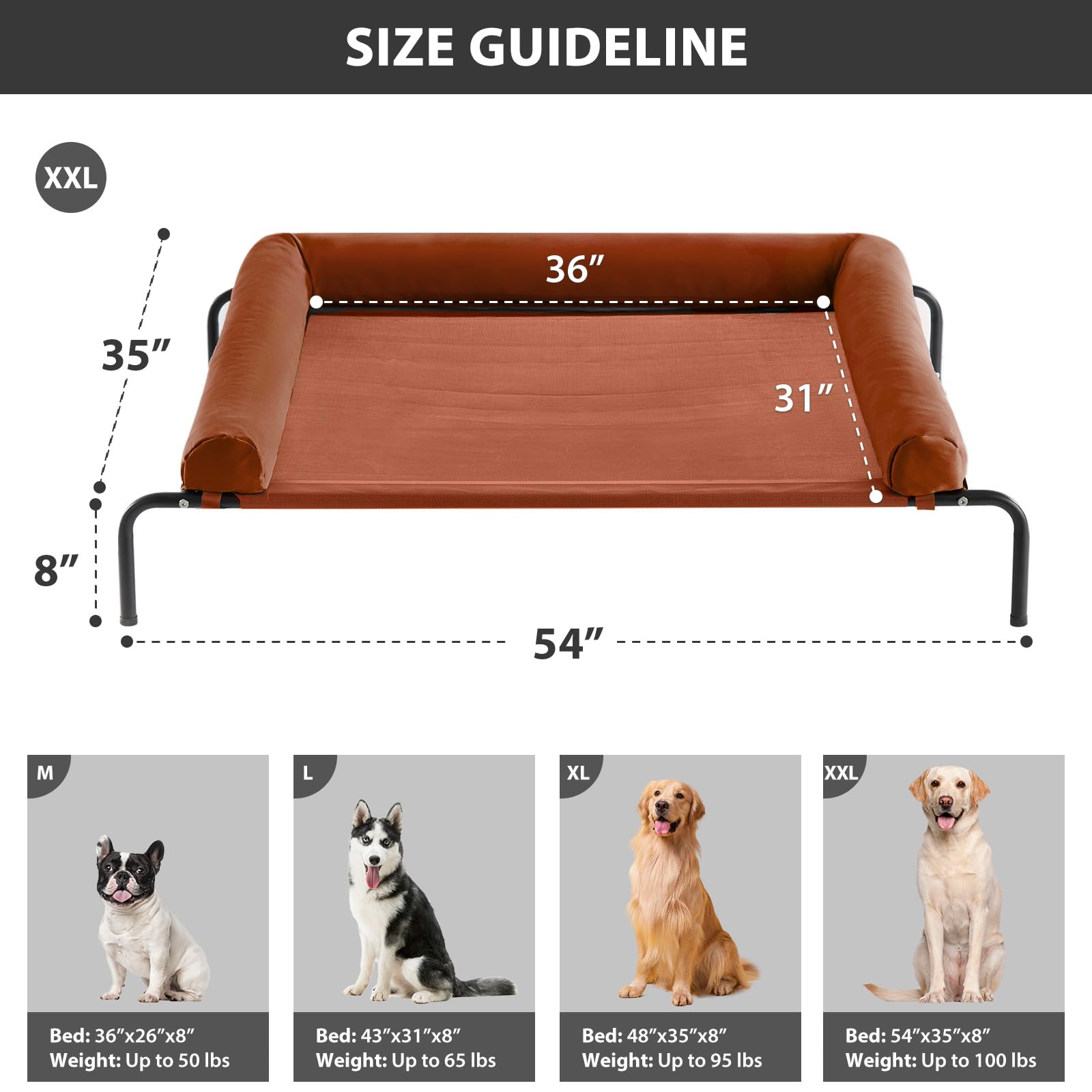 Cama elevadora RRPETHOME con malla Teslin resistente